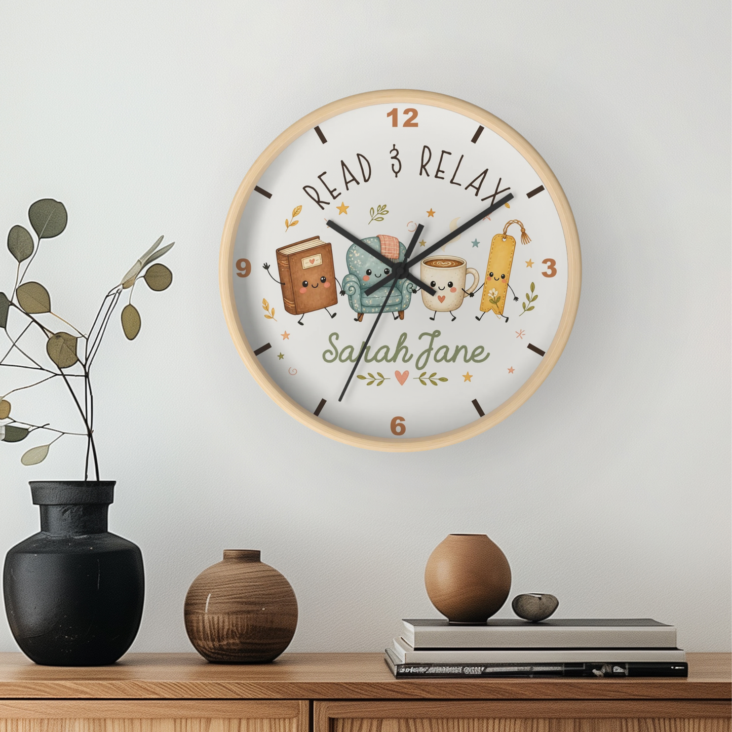 Reloj de pared personalizado para niños Leer y Relajarse | Bonita decoración para la habitación del bebé o sala de juegos