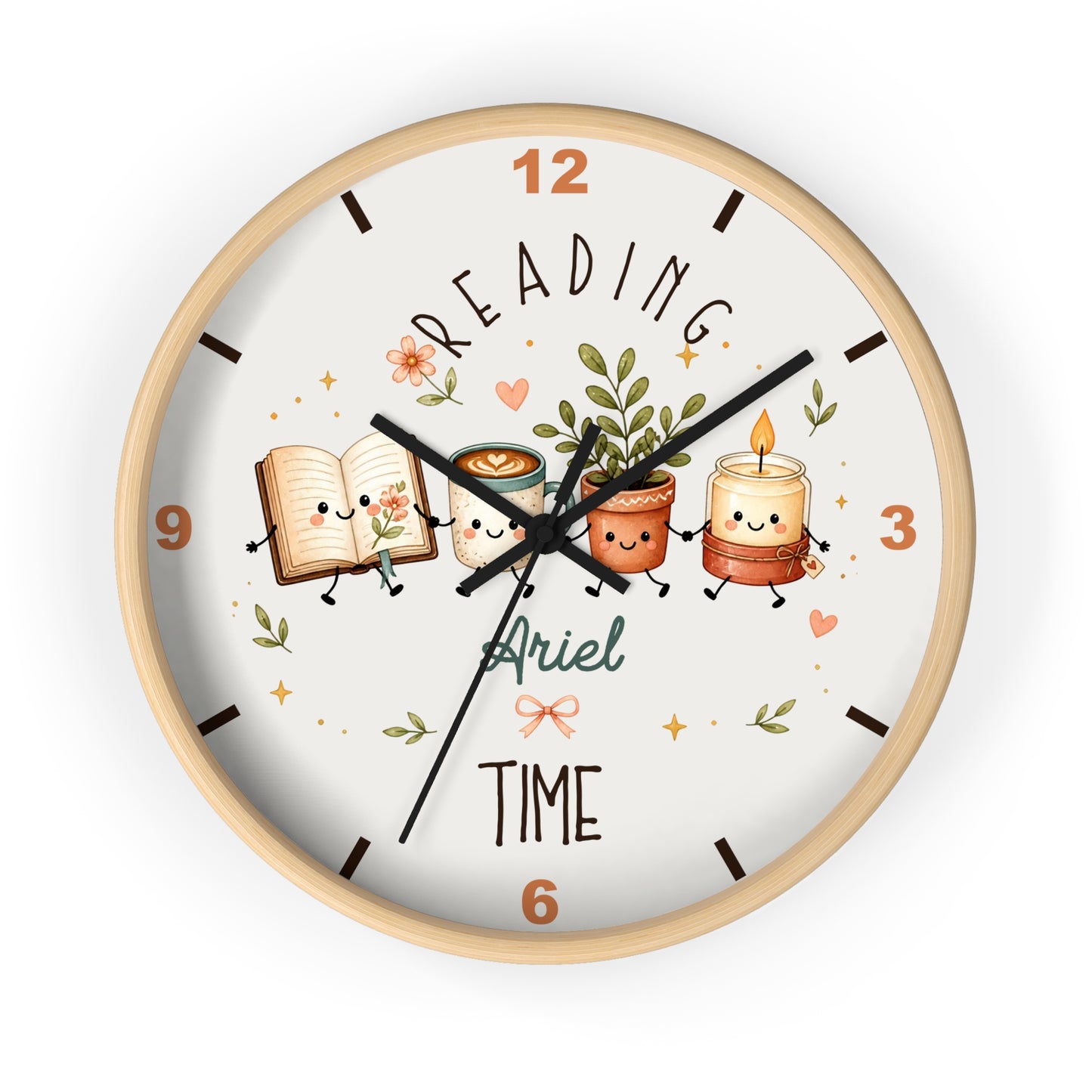 Reading Time Kids Wall Clock | Personalized Book Lover Decor (Custom Name)