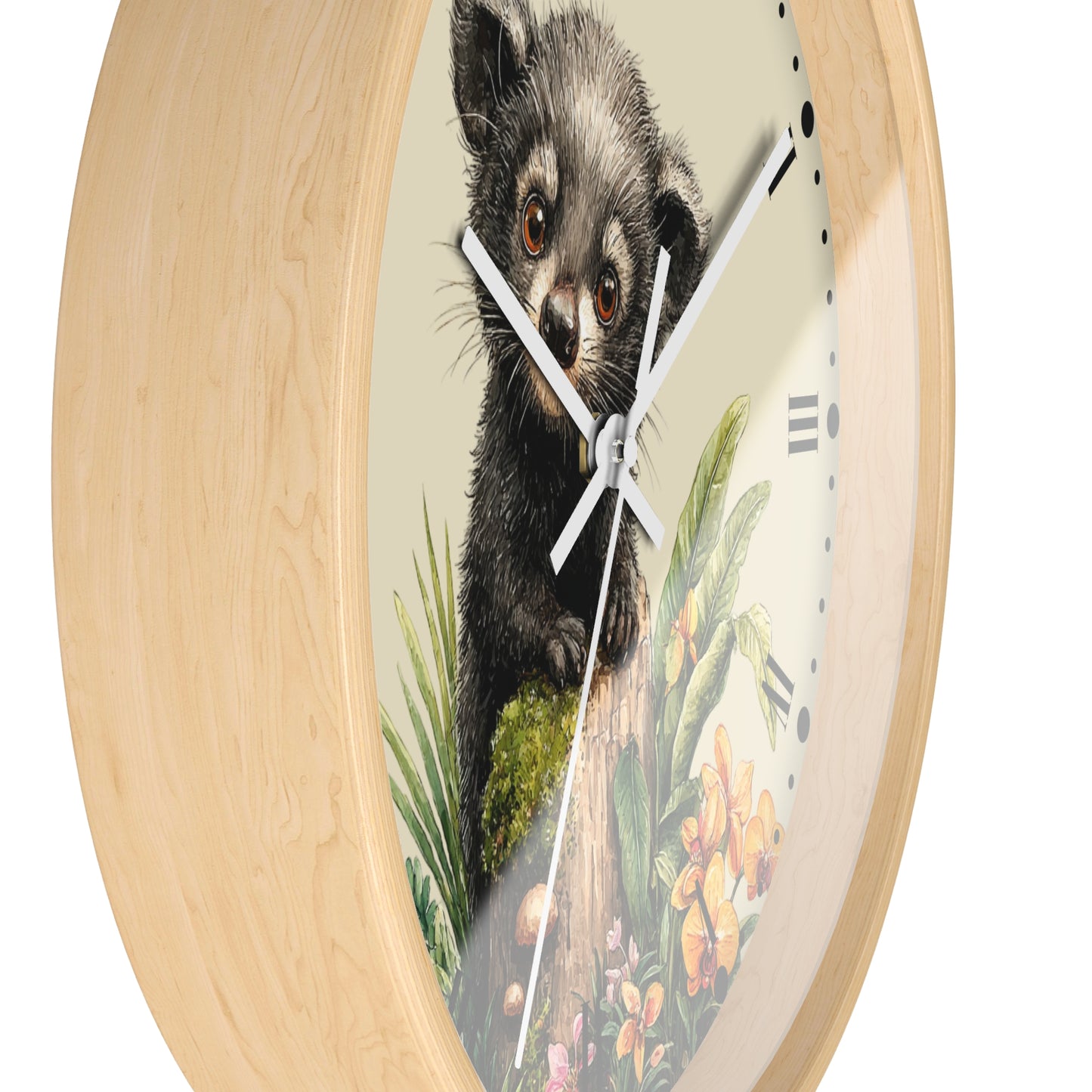 Baby Black Asian Palm Civet Wall Clock — Woodland Nursery Animal Decor