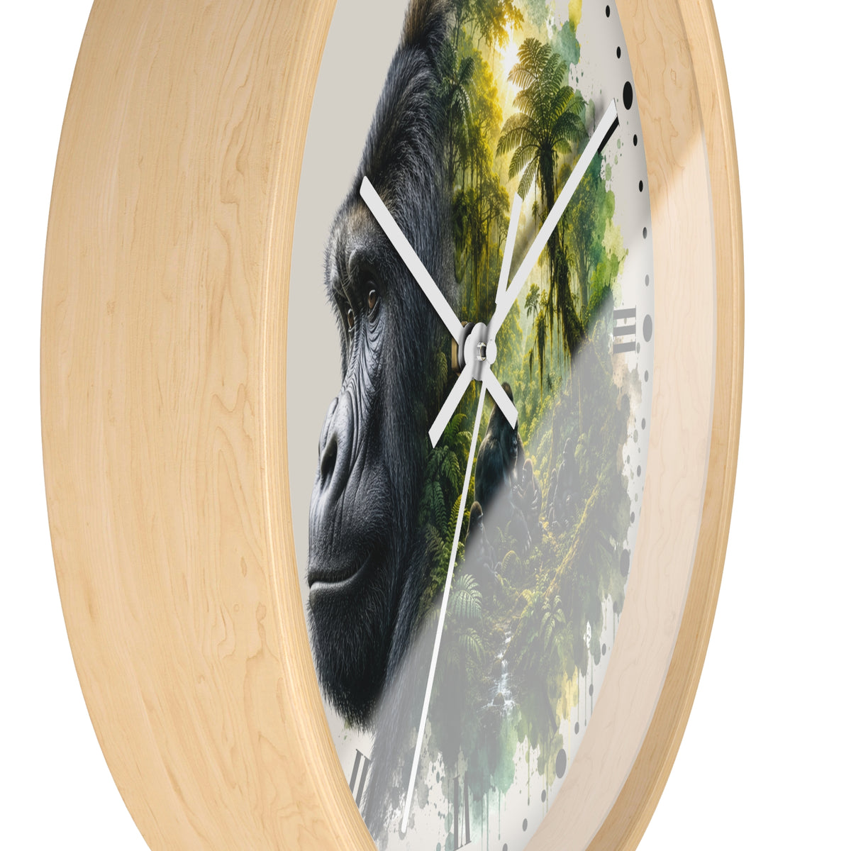 Gorilla Family Jungle Wall Clock — Tropical Primate Art