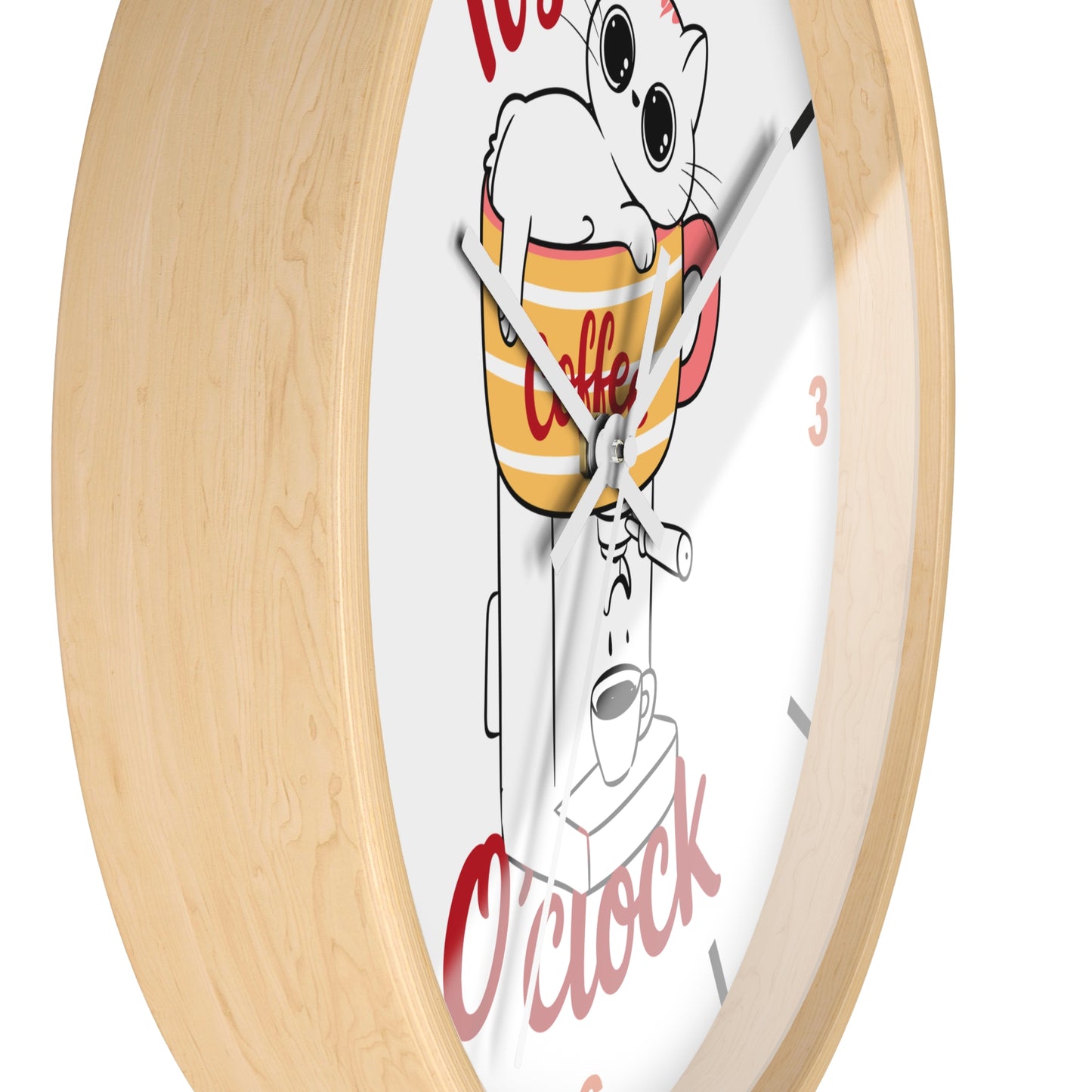 Cat Kitchen Wall Clock | " It's Coffee O'clock"