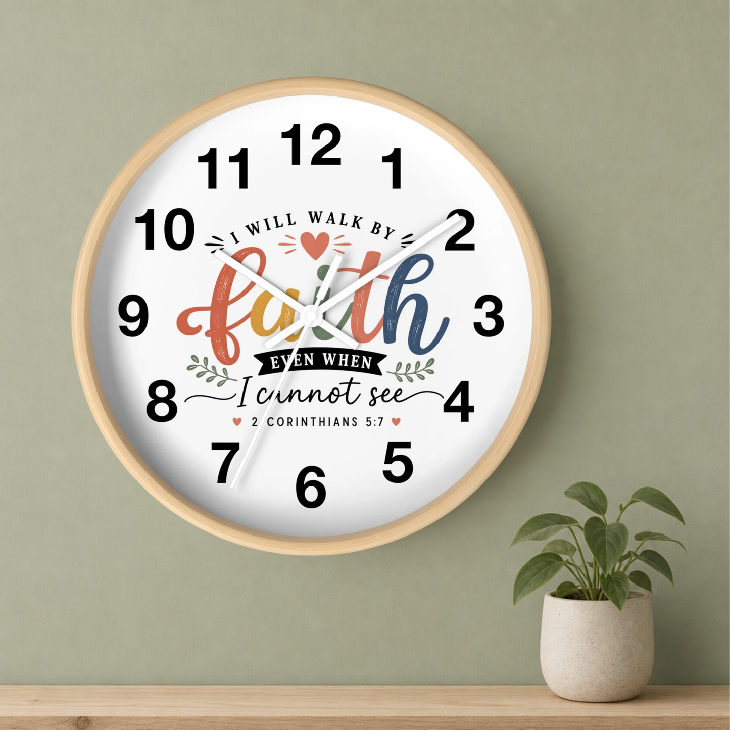 Walk By Faith Wall Clock — Christian Inspirational Home Decor
