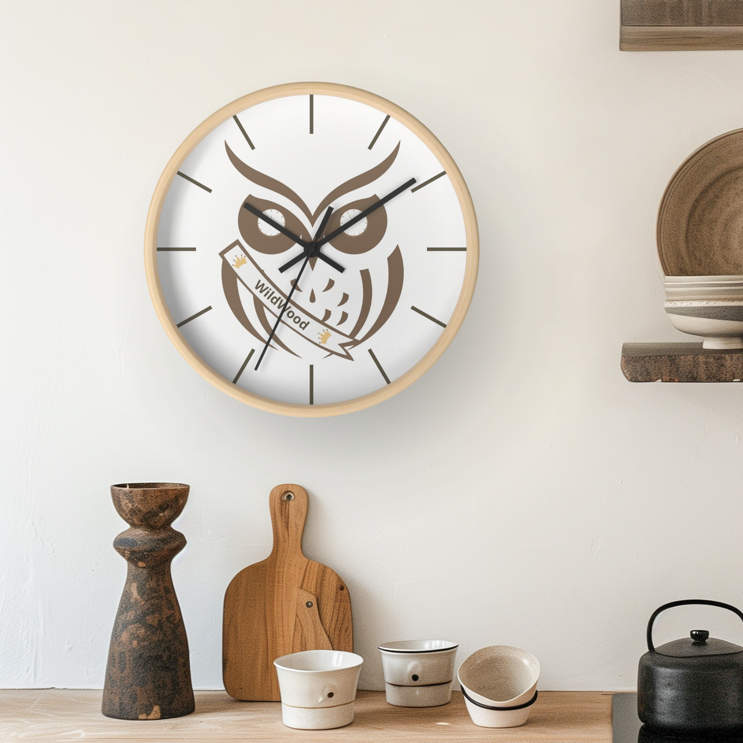 Reloj de pared de madera de búho personalizado – Decoración rústica para el hogar con nombre personalizado