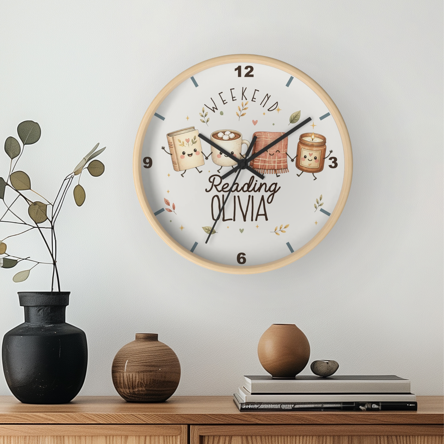 Reloj de pared personalizado para lectura de fin de semana | Decoración infantil personalizada para amantes de los libros