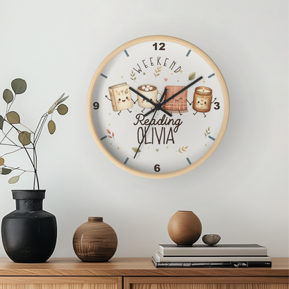 Reloj de pared personalizado para lectura de fin de semana | Decoración infantil personalizada para amantes de los libros