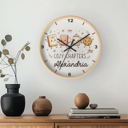 Reloj de pared personalizado Capítulos Acogedores | Decoración infantil con libros y tazas de té