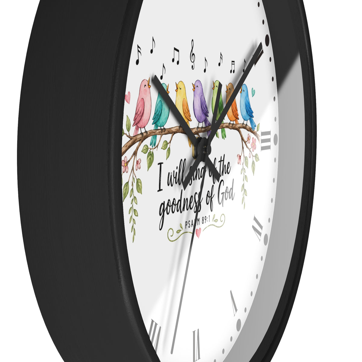 Bible Verse Bird Wall Clock — 'I Will Sing the Goodness of God'