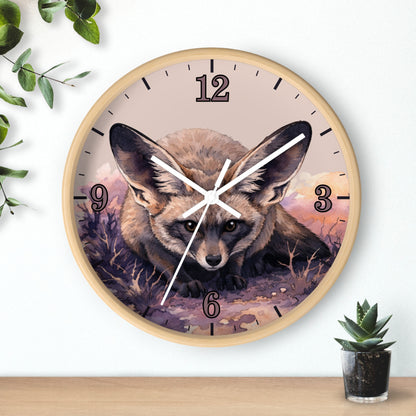 Fennec Fox Wall Clock — Desert Night Botanical Art Clock