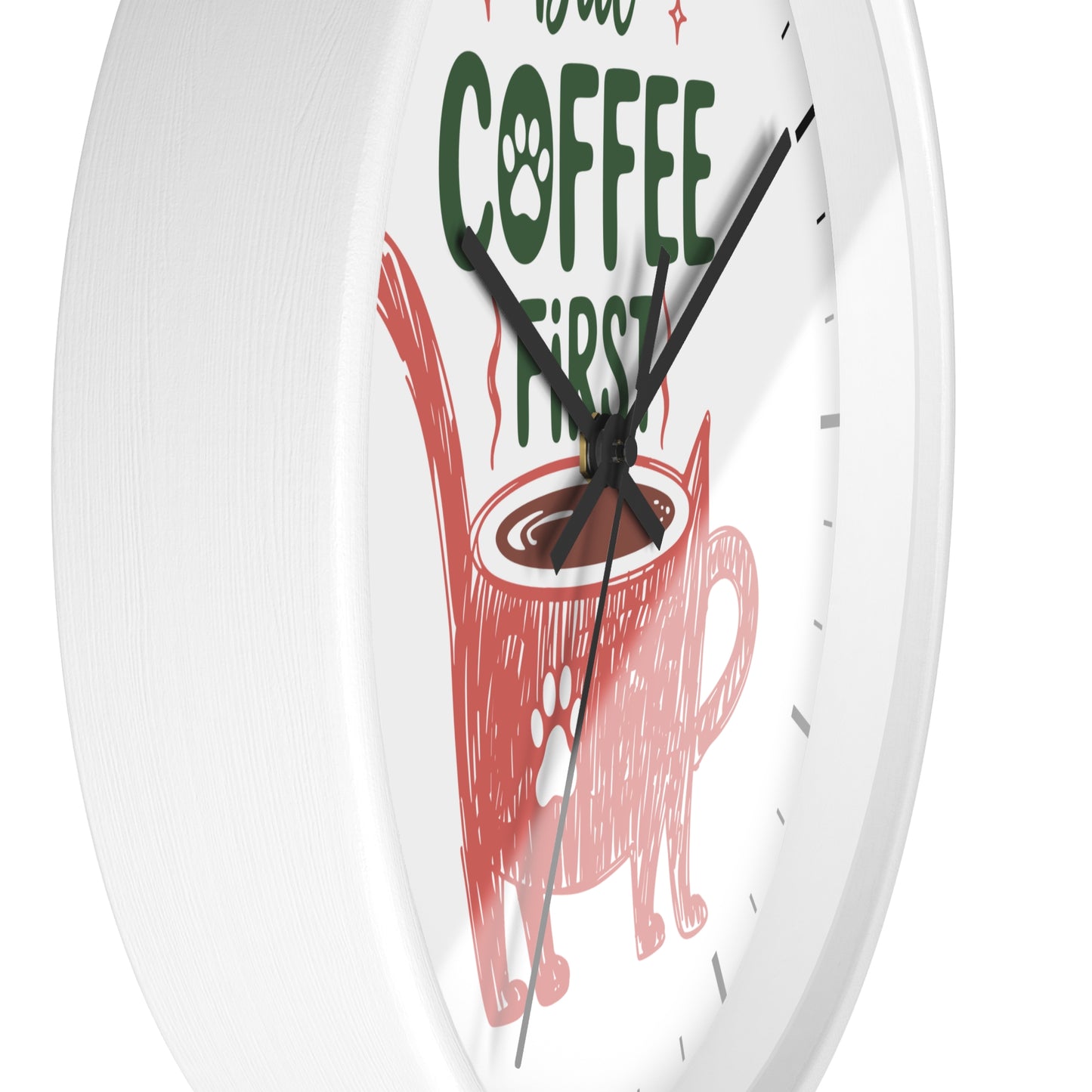 But Coffee First Cat Mug Wall Clock | Cute Cat Lover Kitchen Decor