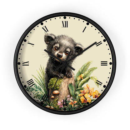 Baby Black Asian Palm Civet Wall Clock — Woodland Nursery Animal Decor