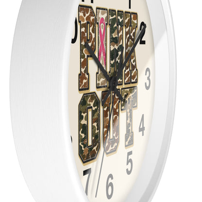 Cancer Awareness Wall Clock —  Camo Ribbon "Pink Out" Support Gift