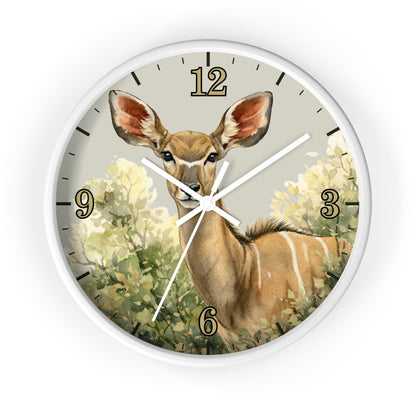 Jungle Greater Kudu Wall Clock — Rustic Antelope Safari Nursery Decor