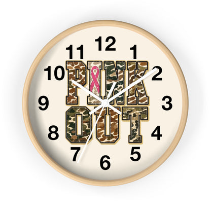 Cancer Awareness Wall Clock —  Camo Ribbon "Pink Out" Support Gift