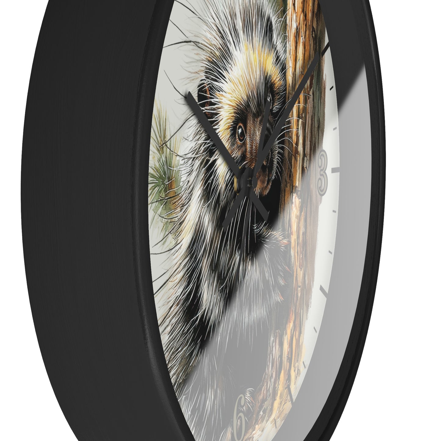 Porcupine Wall Clock — Wildlife Animal Decor for Nursery or Cabin