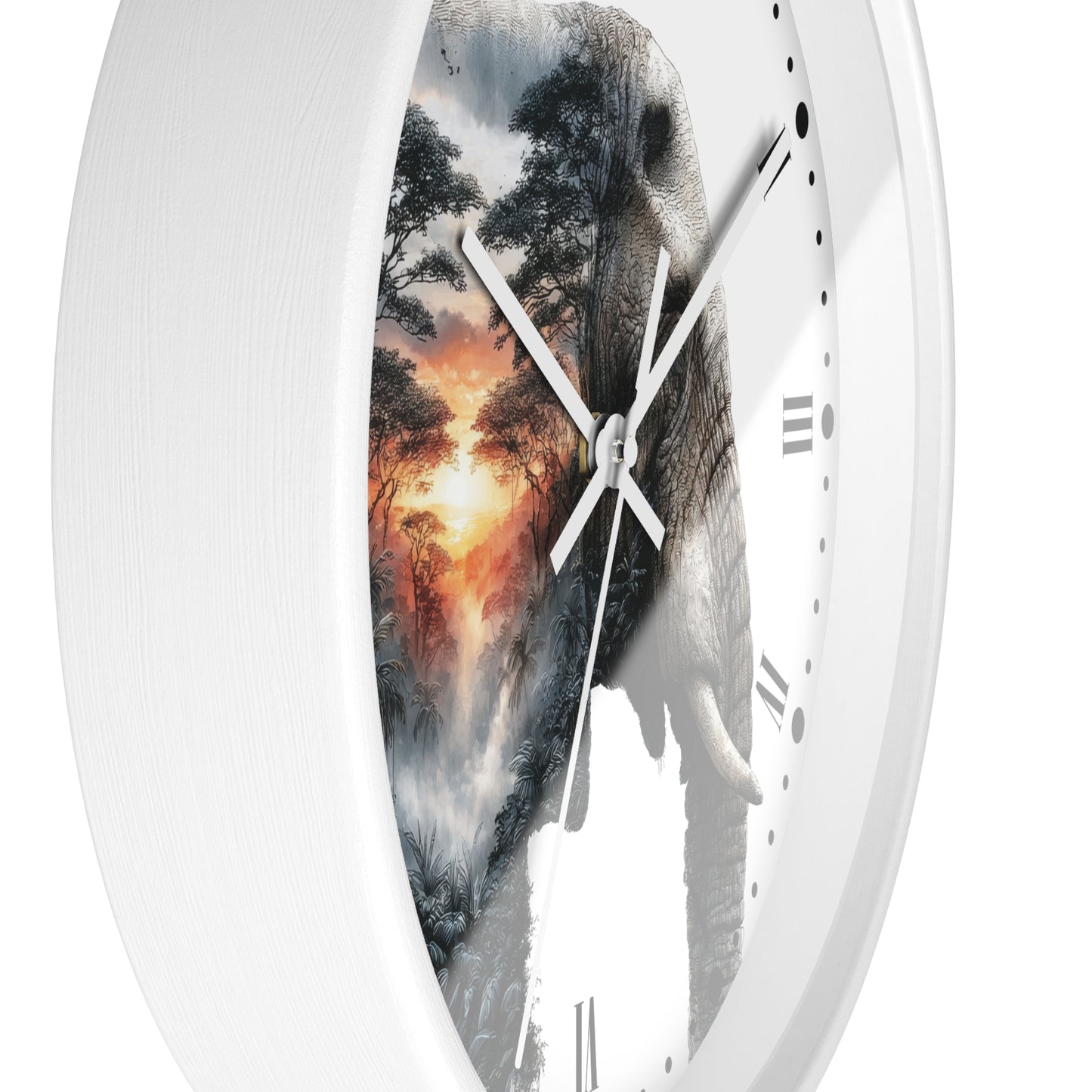 Elephant Sunset Wall Clock — Safari Silhouette Decor