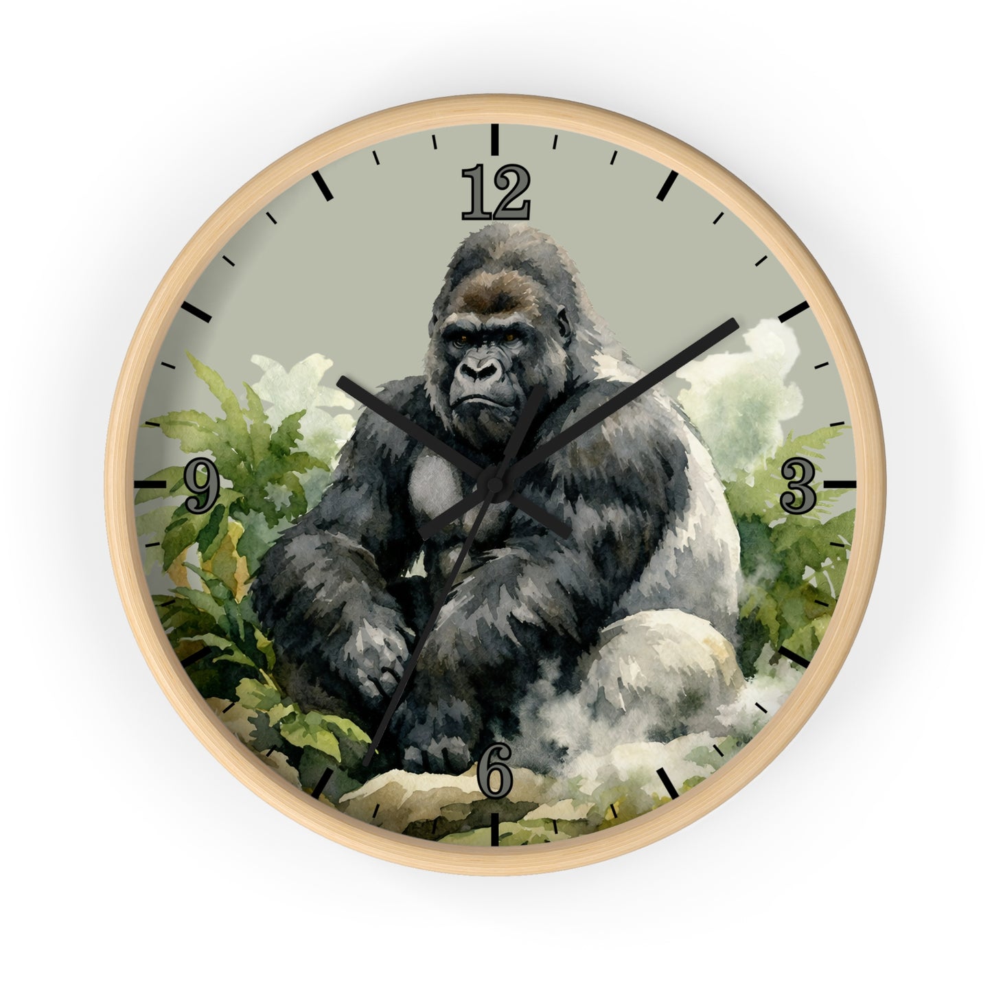 Gorilla Jungle Wall Clock — Wilderness Animal Art Decor