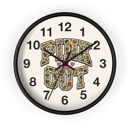 Camo Pink Out Wall Clock — Breast Cancer Awareness Gift