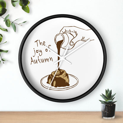 The Joy of Autumn Kitchen Wall Clock | Cozy Pumpkin Cinnamon Roll Decor