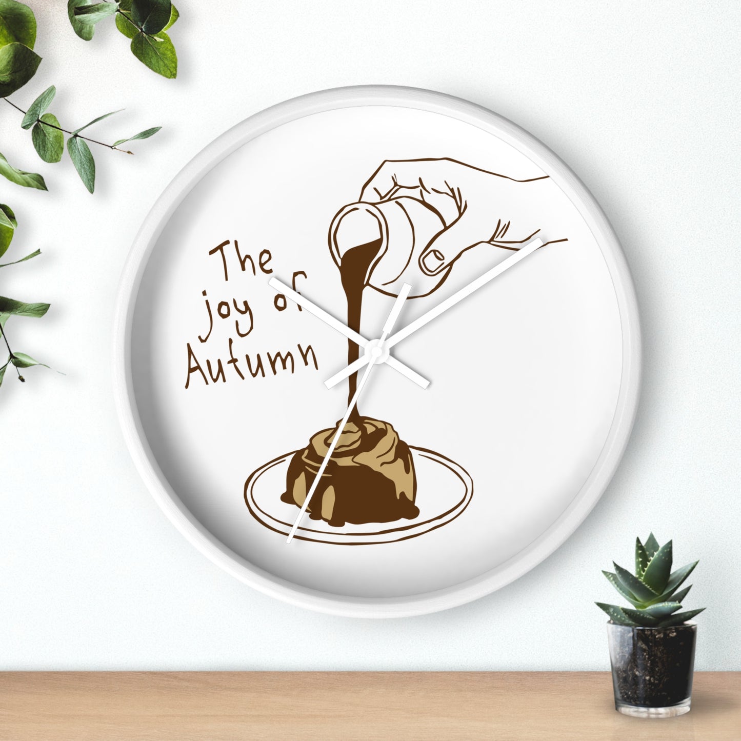The Joy of Autumn Kitchen Wall Clock | Cozy Pumpkin Cinnamon Roll Decor