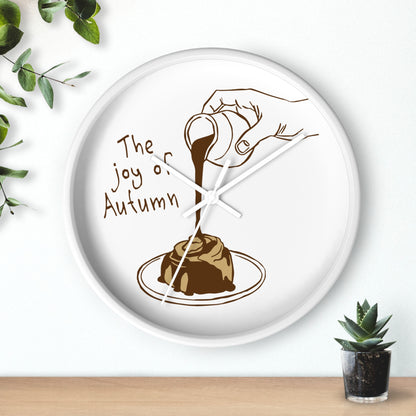 The Joy of Autumn Kitchen Wall Clock | Cozy Pumpkin Cinnamon Roll Decor