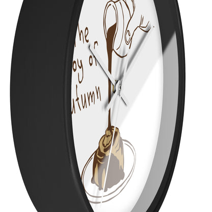 The Joy of Autumn Kitchen Wall Clock | Cozy Pumpkin Cinnamon Roll Decor