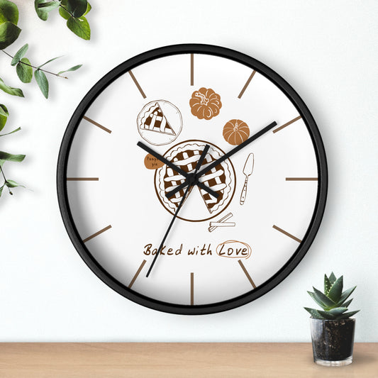 Baked With Love Wall Clock | Rustic Kitchen Pie & Baking Decor