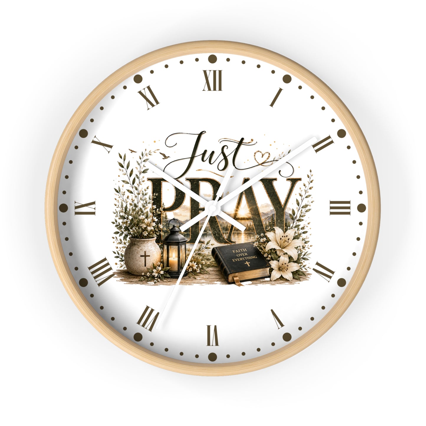 Just Pray Wall Clock — Inspirational Christian Home Decor Clock