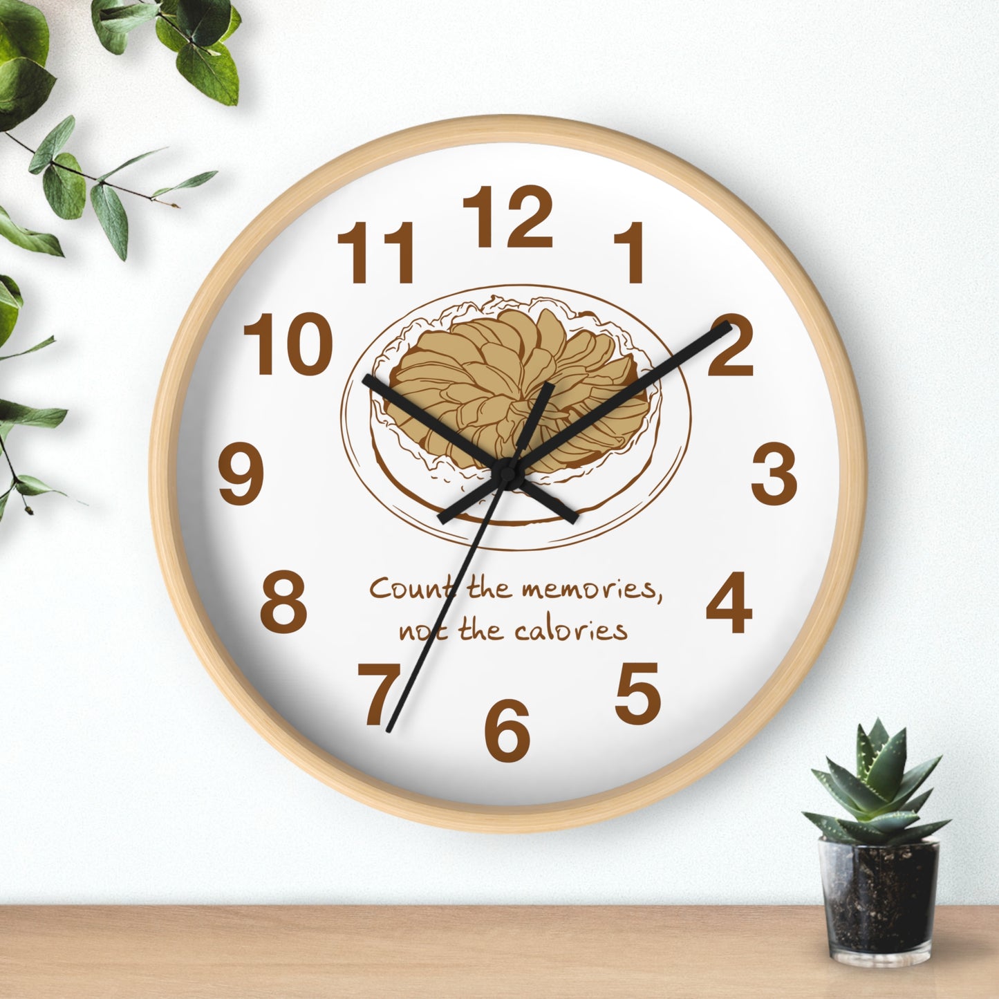 Apple Pie Kitchen Wall Clock | "Count the Memories, Not the Calories"