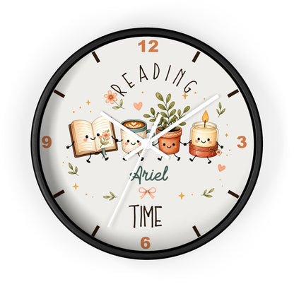 Reading Time Kids Wall Clock | Personalized Book Lover Decor (Custom Name)