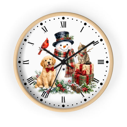 Christmas Snowman Clock — Holiday Dog & Cat Decor