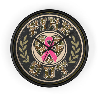 Pink Out Camo Wall Clock — Breast Cancer Awareness Ribbon Decor
