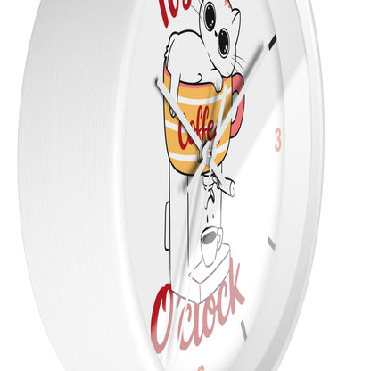 Cat Kitchen Wall Clock | " It's Coffee O'clock"