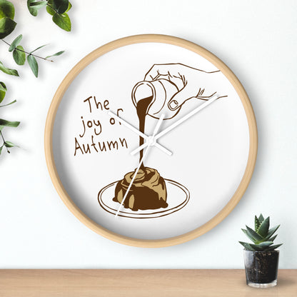 The Joy of Autumn Kitchen Wall Clock | Cozy Pumpkin Cinnamon Roll Decor