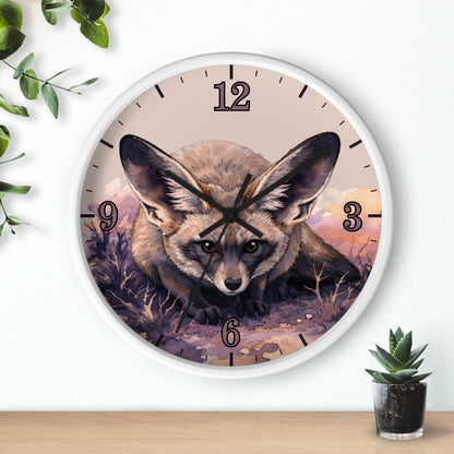 Fennec Fox Wall Clock — Desert Night Botanical Art Clock