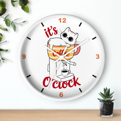 Cat Kitchen Wall Clock | " It's Coffee O'clock"