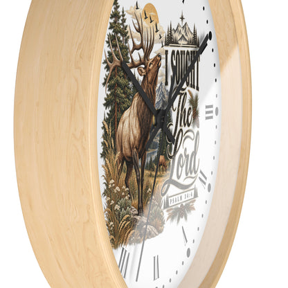 Rustic Elk Wall Clock – “I Sought The Lord” Psalm 34:4 Christian Home Decor