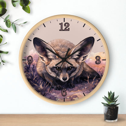 Fennec Fox Wall Clock — Desert Night Botanical Art Clock