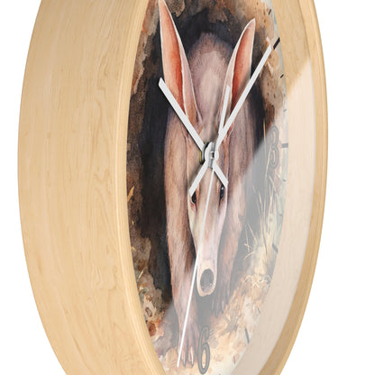 Aardvark Watercolor Wall Clock — Whimsical Safari Animal Home Decor
