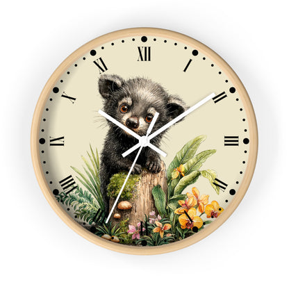 Baby Black Asian Palm Civet Wall Clock — Woodland Nursery Animal Decor