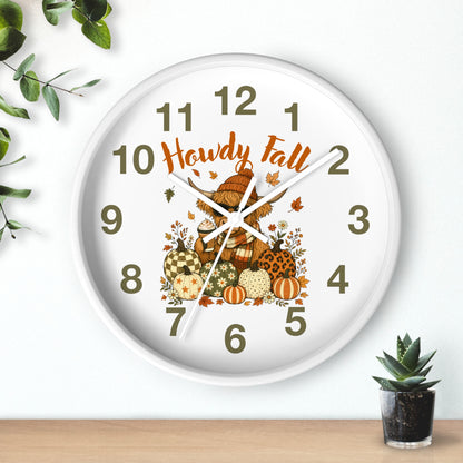 Howdy Fall Highland Cow Wall Clock | Autumn Pumpkin Decor
