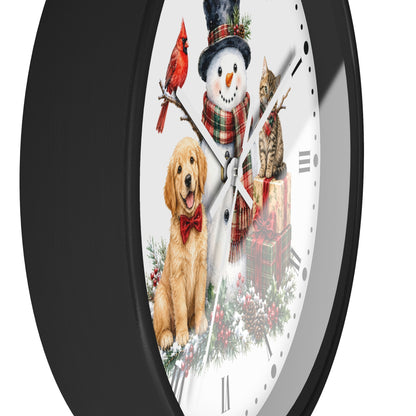 Christmas Snowman Clock — Holiday Dog & Cat Decor