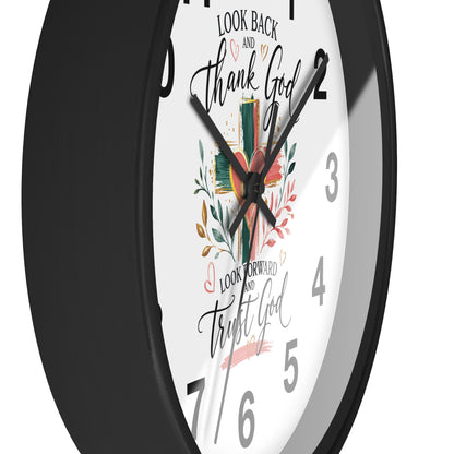 Look Forward And Trust Wall Clock —  Floral Cross Christian Home Decor