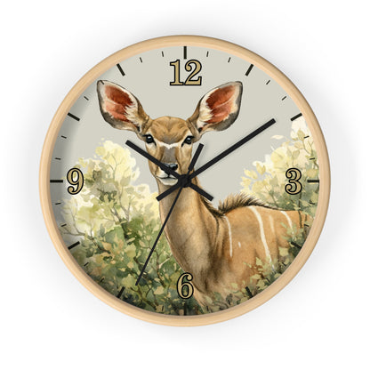 Jungle Greater Kudu Wall Clock — Rustic Antelope Safari Nursery Decor