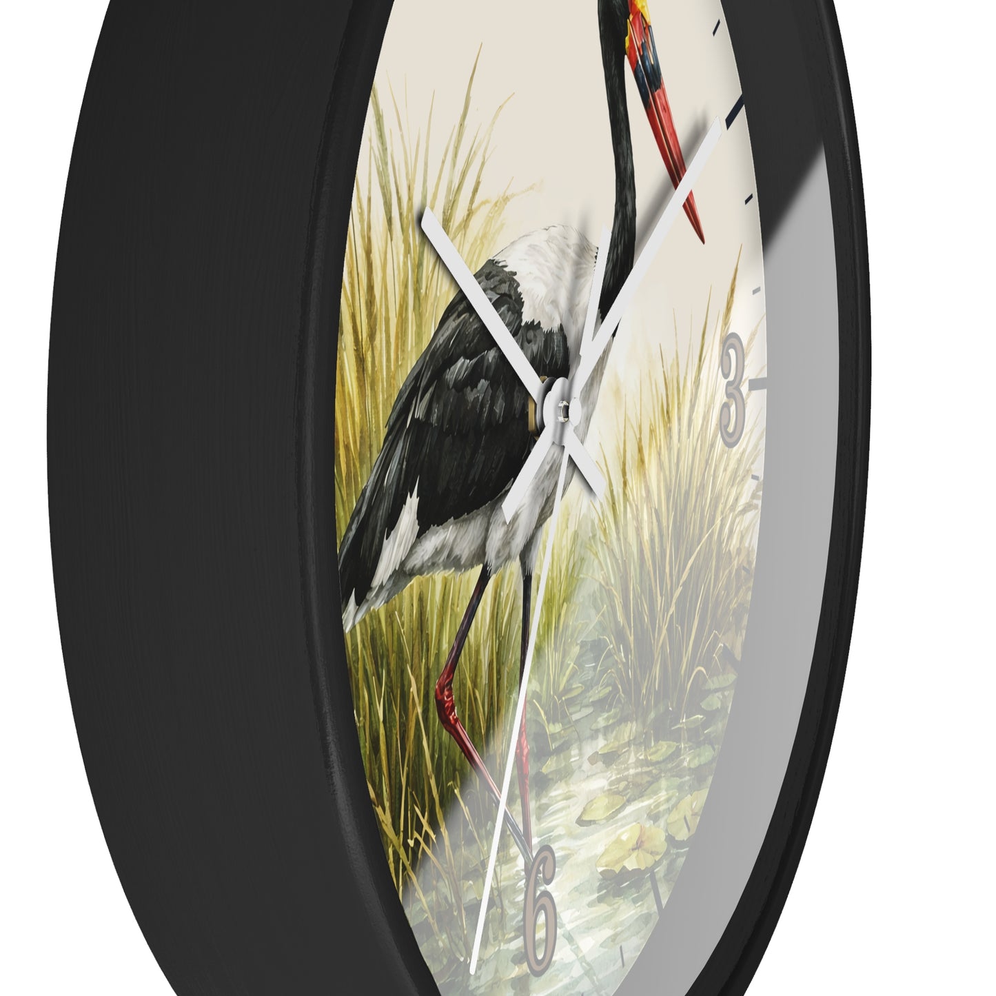 Red Billed Crane Wall Clock – Vintage Marsh Bird Clock for Nature Lovers