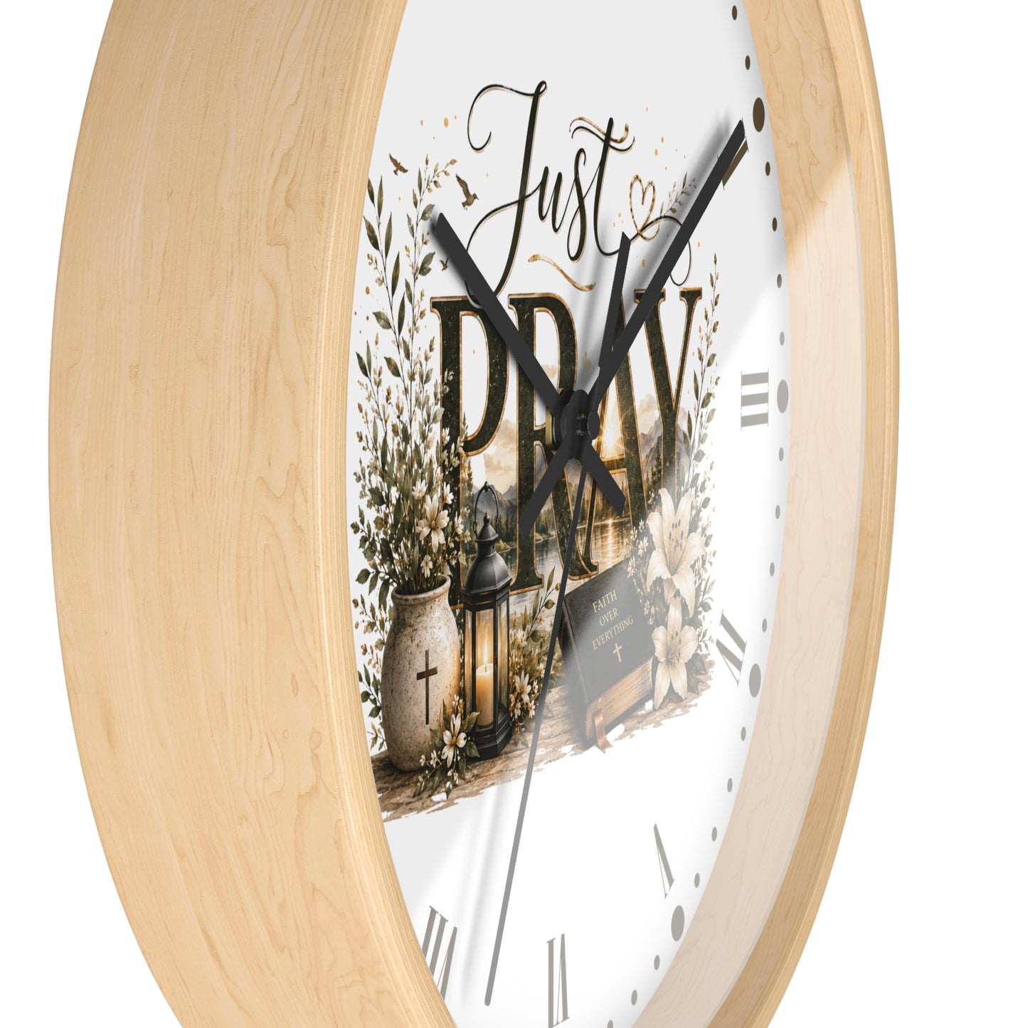 Just Pray Wall Clock — Inspirational Christian Home Decor Clock