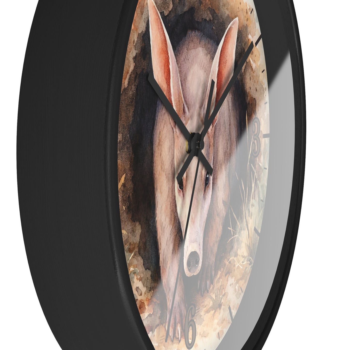 Aardvark Watercolor Wall Clock — Whimsical Safari Animal Home Decor