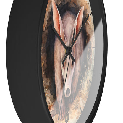 Aardvark Watercolor Wall Clock — Whimsical Safari Animal Home Decor