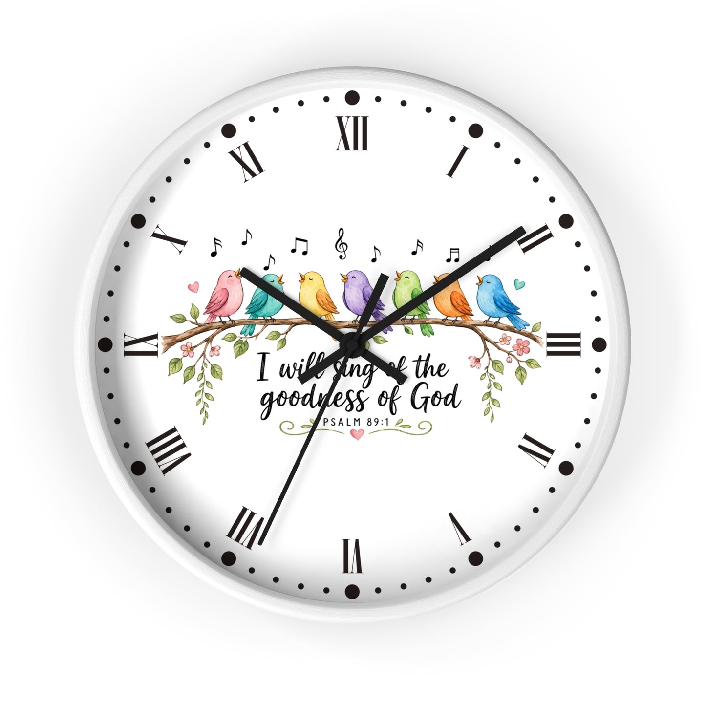 Bible Verse Bird Wall Clock — 'I Will Sing the Goodness of God'