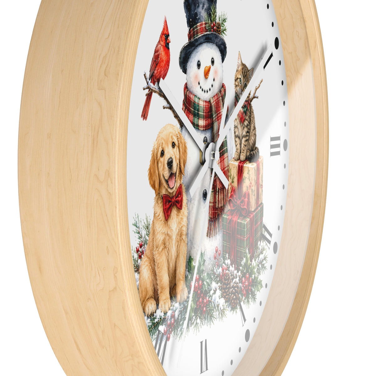 Christmas Snowman Clock — Holiday Dog & Cat Decor