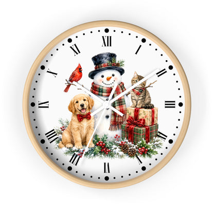 Christmas Snowman Clock — Holiday Dog & Cat Decor